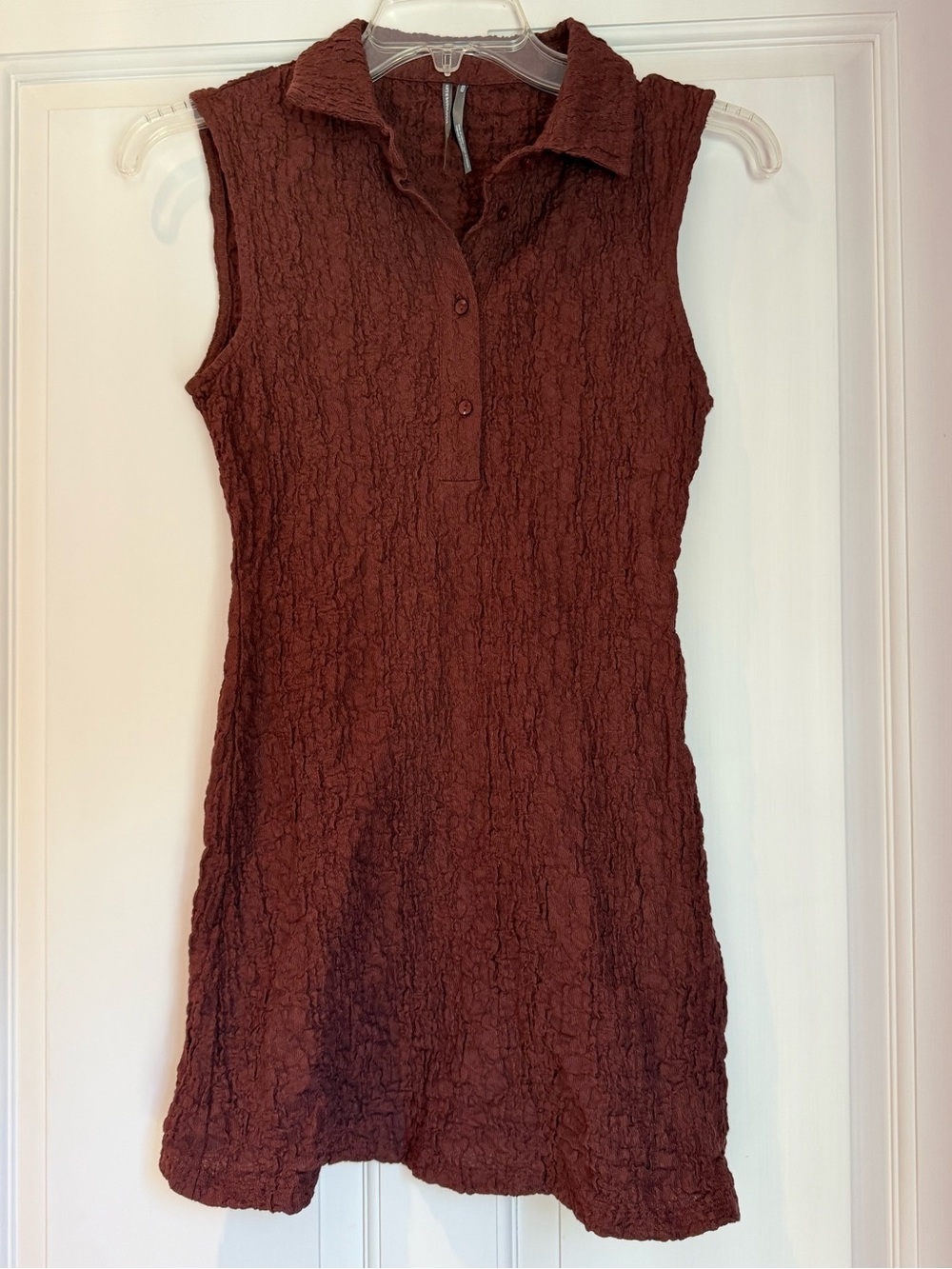 Anthropology, Women’s Sleeveless Textured Polo Dress - Brown, XXSP